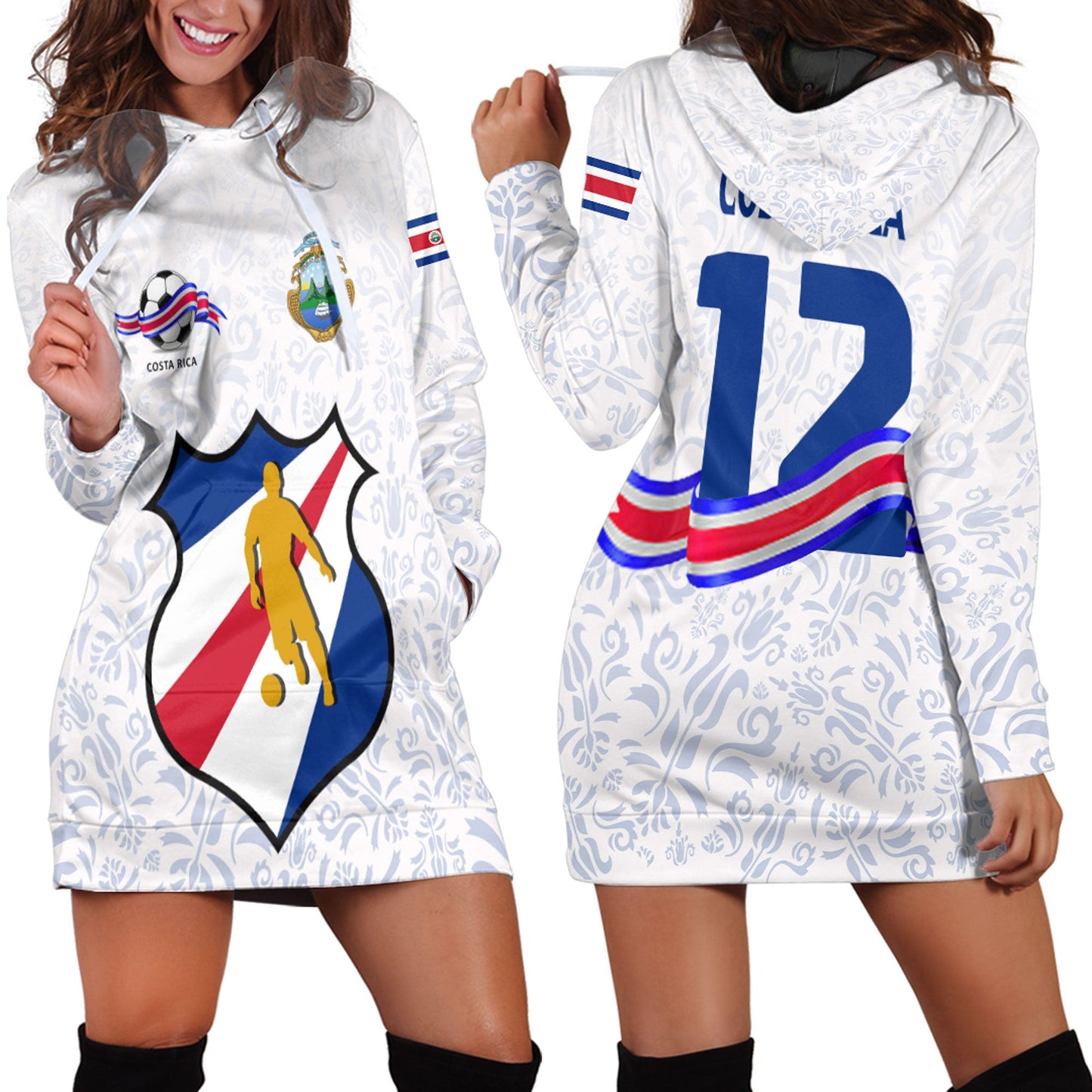 Clothing Costa Rica Soccer Jersey Style Hoodie Dress