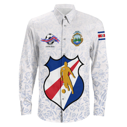 Clothing Costa Rica Soccer Jersey Style Long Sleeve Button Shirt