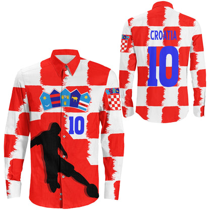 Clothing Croatia Soccer Jersey Style Long Sleeve Button Shirt