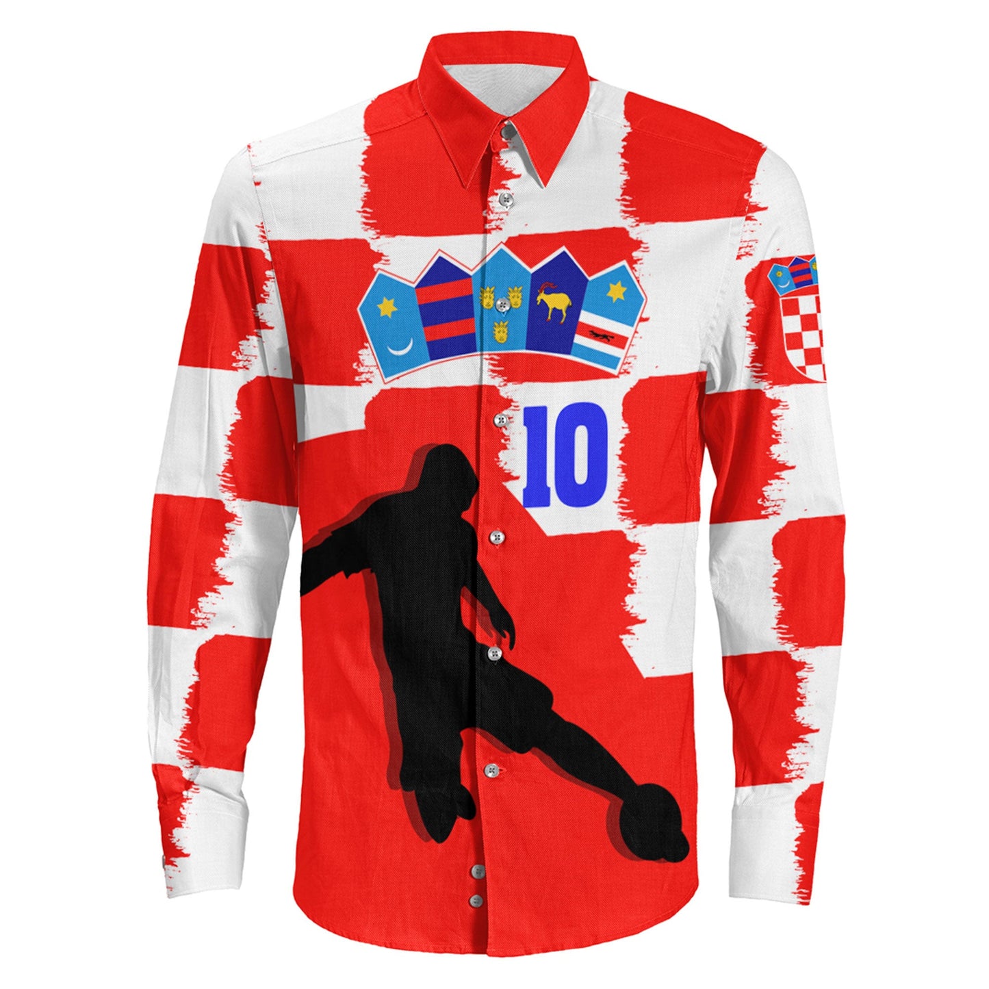 Clothing Croatia Soccer Jersey Style Long Sleeve Button Shirt