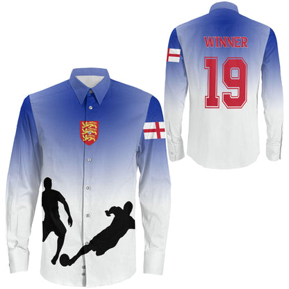 Clothing England Soccer Jersey Style Long Sleeve Button Shirt