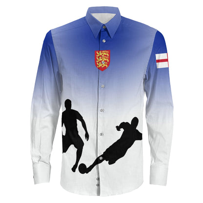 Clothing England Soccer Jersey Style Long Sleeve Button Shirt