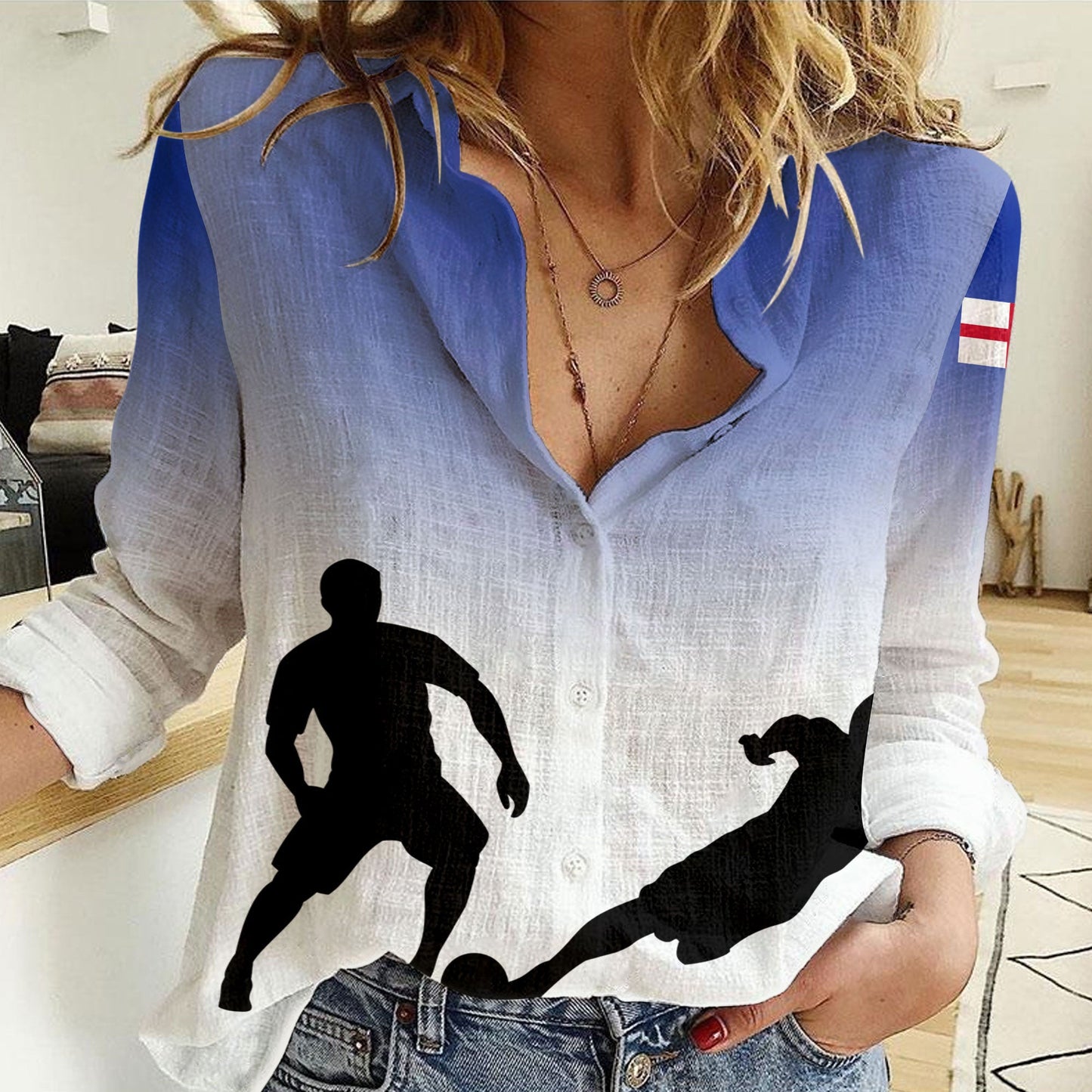 Clothing England Soccer Jersey Style Women Casual Shirt