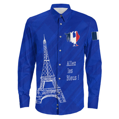 Clothing France Soccer Jersey Style Long Sleeve Button Shirt