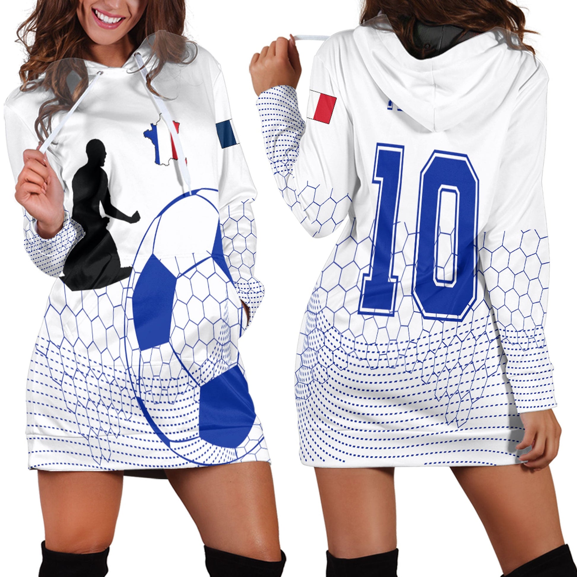 Clothing France Soccer Jersey Style White Version Hoodie Dress