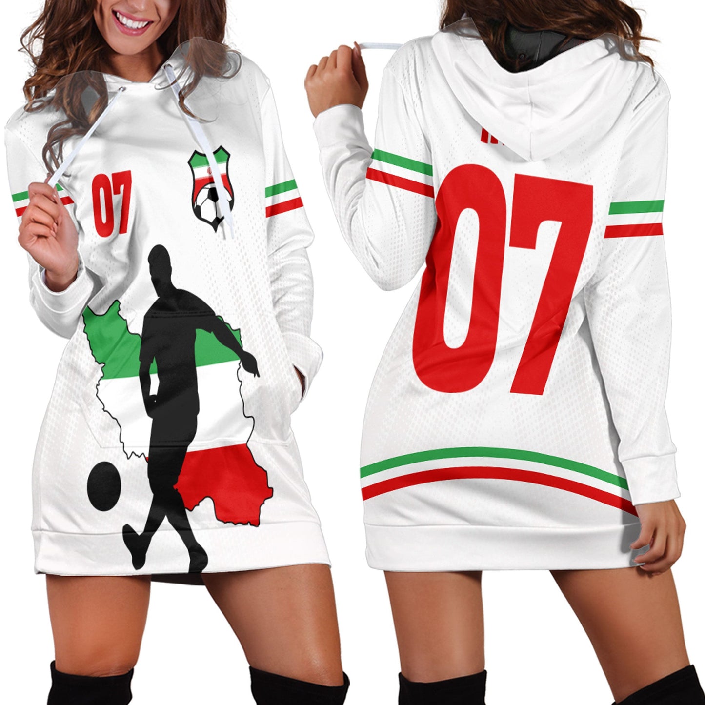 Clothing Iran Soccer Jersey Style Hoodie Dress