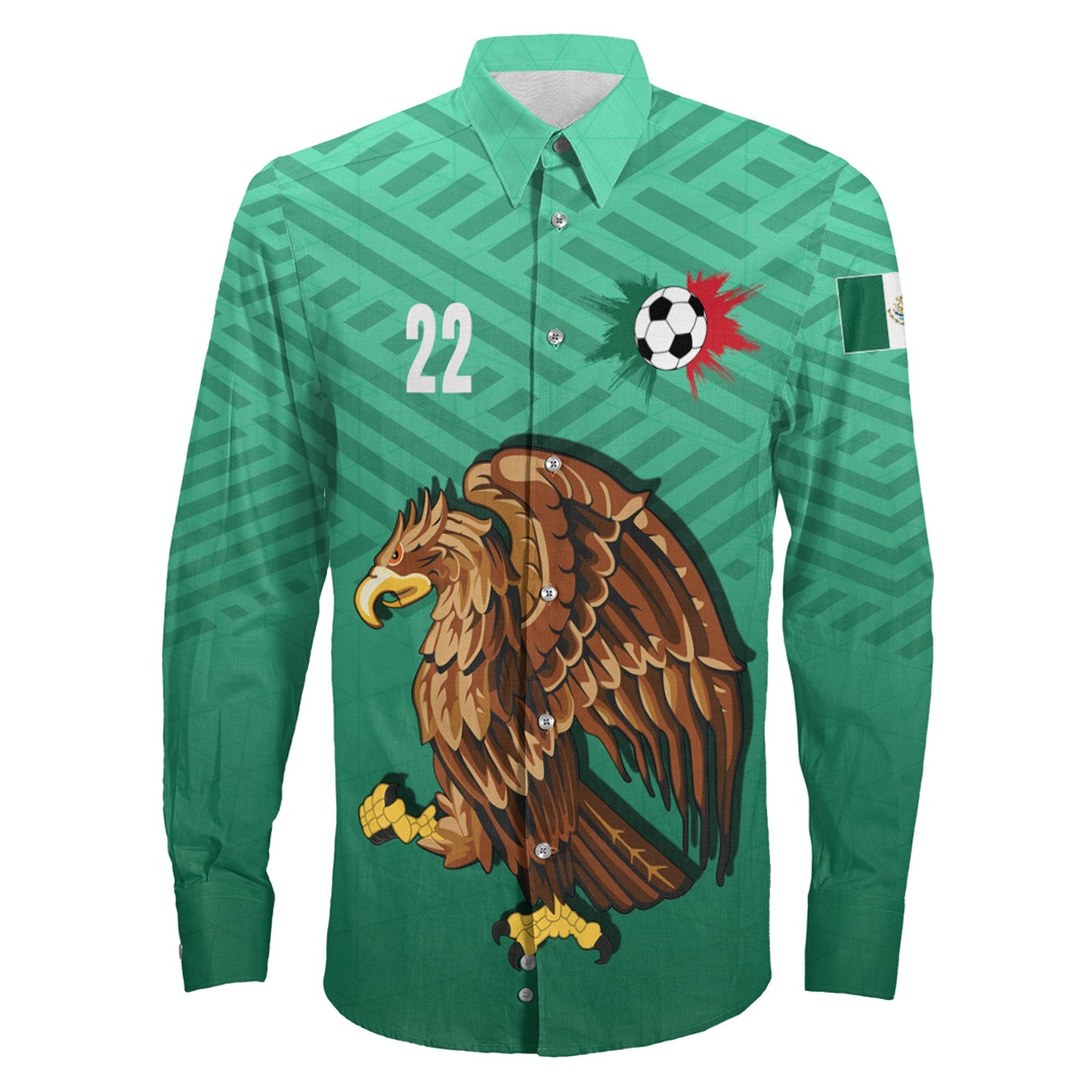 Clothing Mexico Soccer Jersey Style Long Sleeve Button Shirt