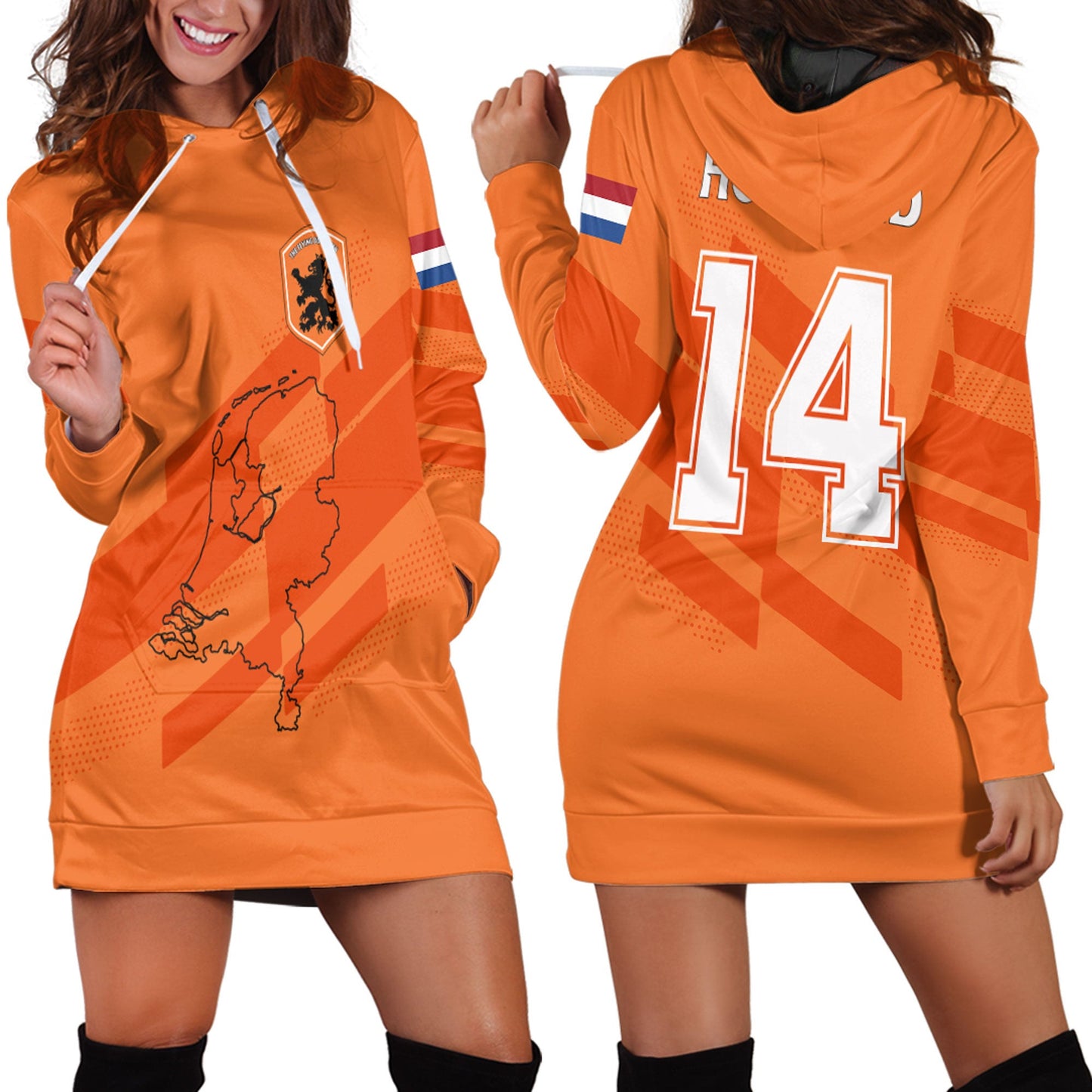 Clothing Netherlands Special Soccer Jersey Style Hoodie Dress