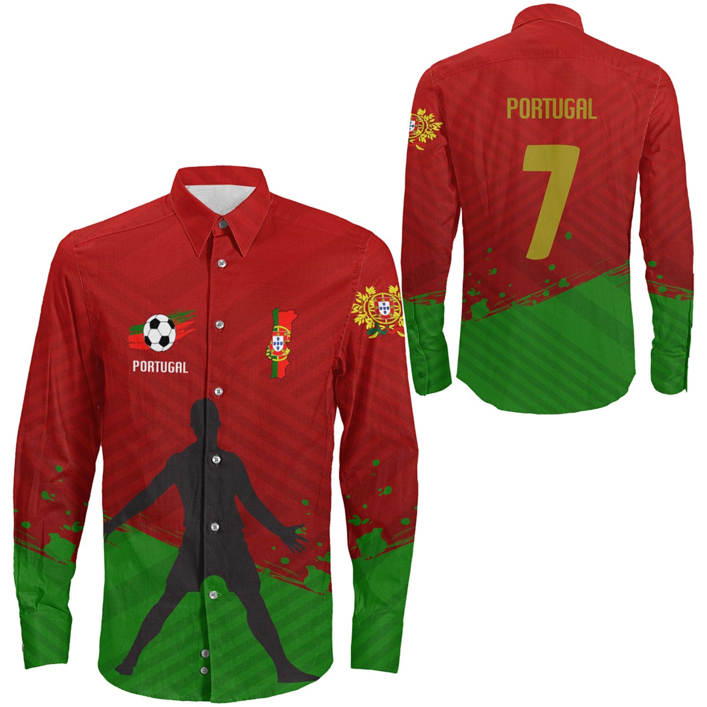 Clothing Portugal Special Soccer Jersey Style Long Sleeve Button Shirt