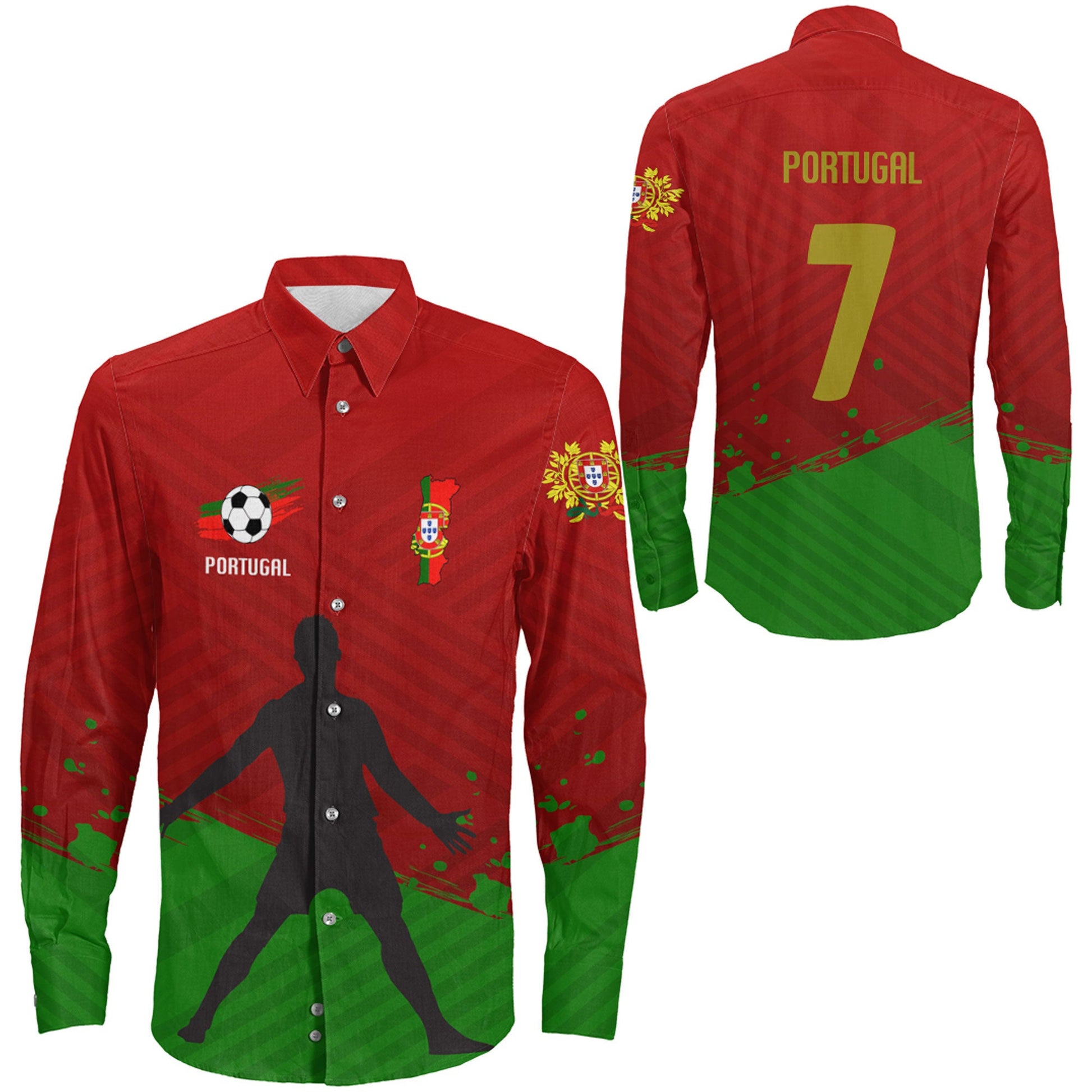 Clothing Portugal Special Soccer Jersey Style Long Sleeve Button Shirt