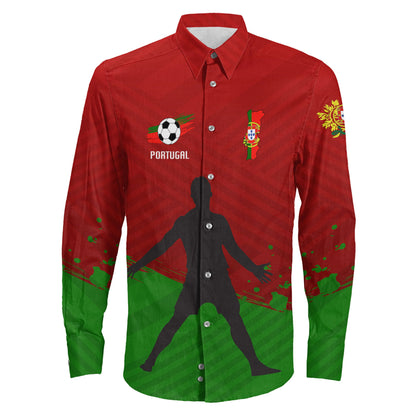 Clothing Portugal Special Soccer Jersey Style Long Sleeve Button Shirt