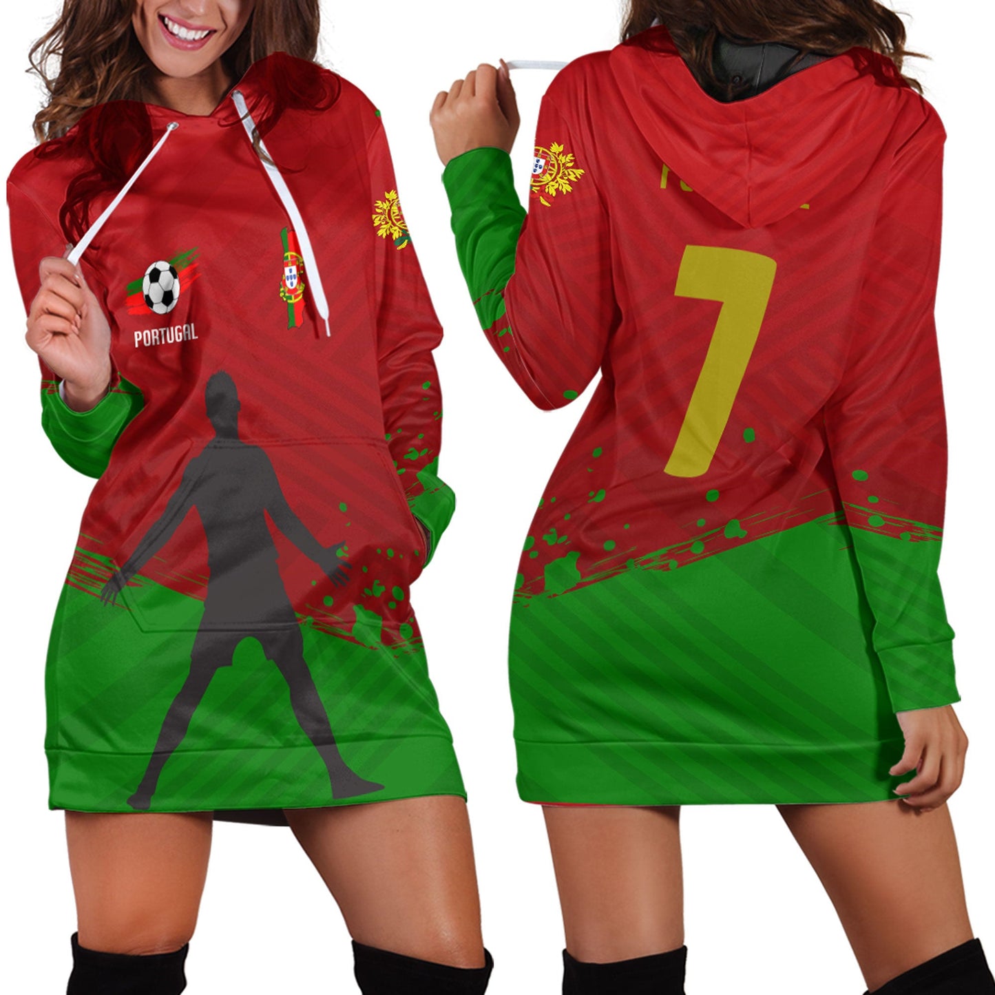 Clothing Portugal Special Soccer Jersey Style Hoodie Dress
