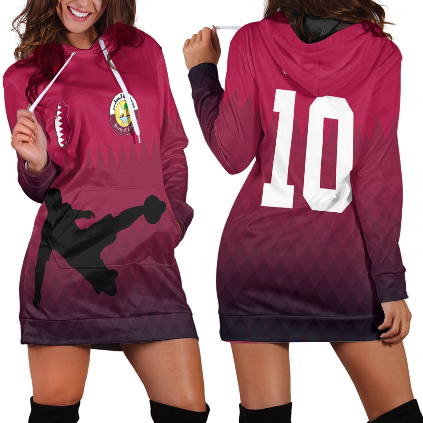 Clothing Qatar Special Soccer Jersey Style Hoodie Dress