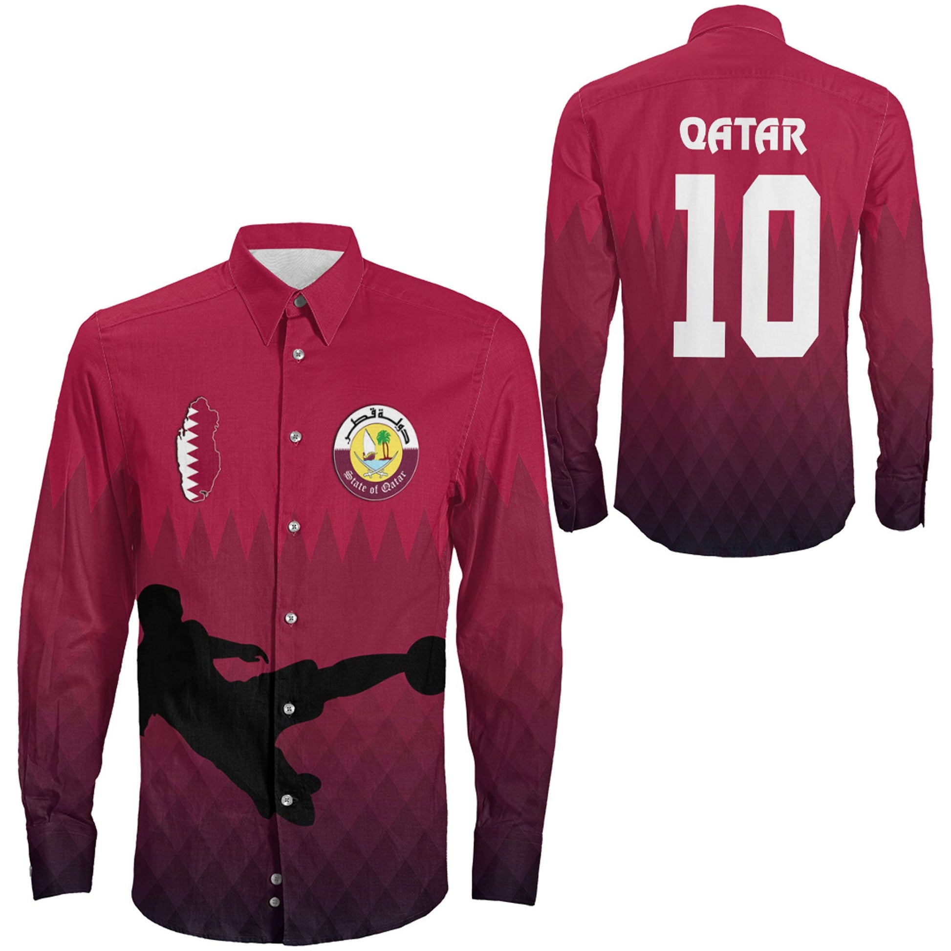 Clothing Qatar Special Soccer Jersey Style Long Sleeve Button Shirt
