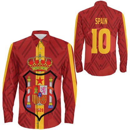 Clothing Spain Special Soccer Jersey Style Long Sleeve Button Shirt