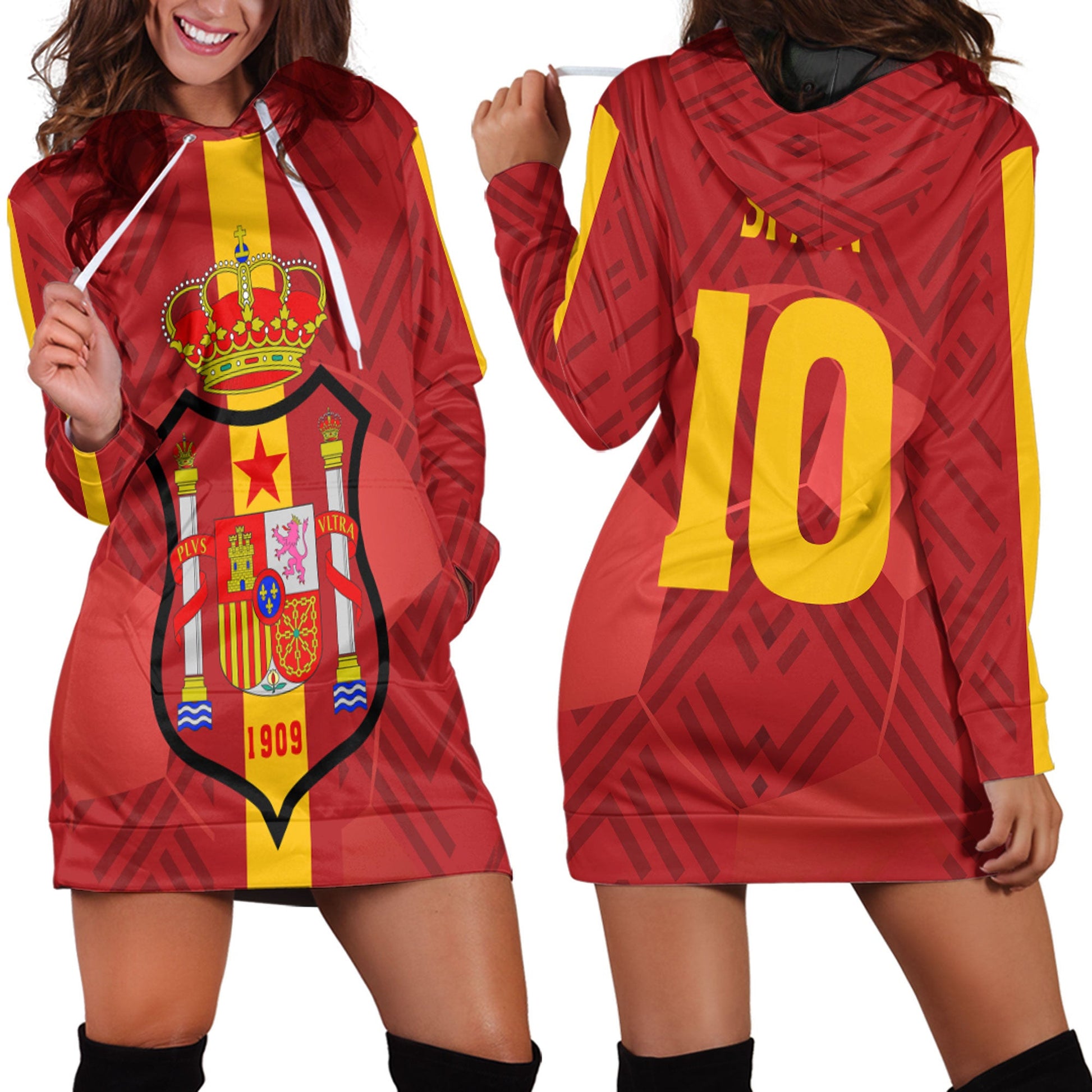 Clothing Spain Special Soccer Jersey Style Hoodie Dress
