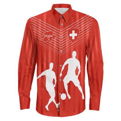 Clothing Switzerland Special Soccer Jersey Style Long Sleeve Button Shirt