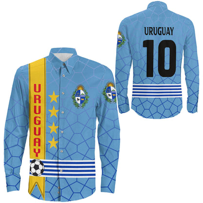 Clothing Uruguay Special Soccer Jersey Style Long Sleeve Button Shirt