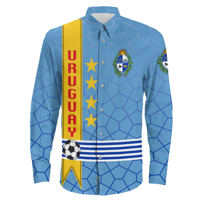 Clothing Uruguay Special Soccer Jersey Style Long Sleeve Button Shirt