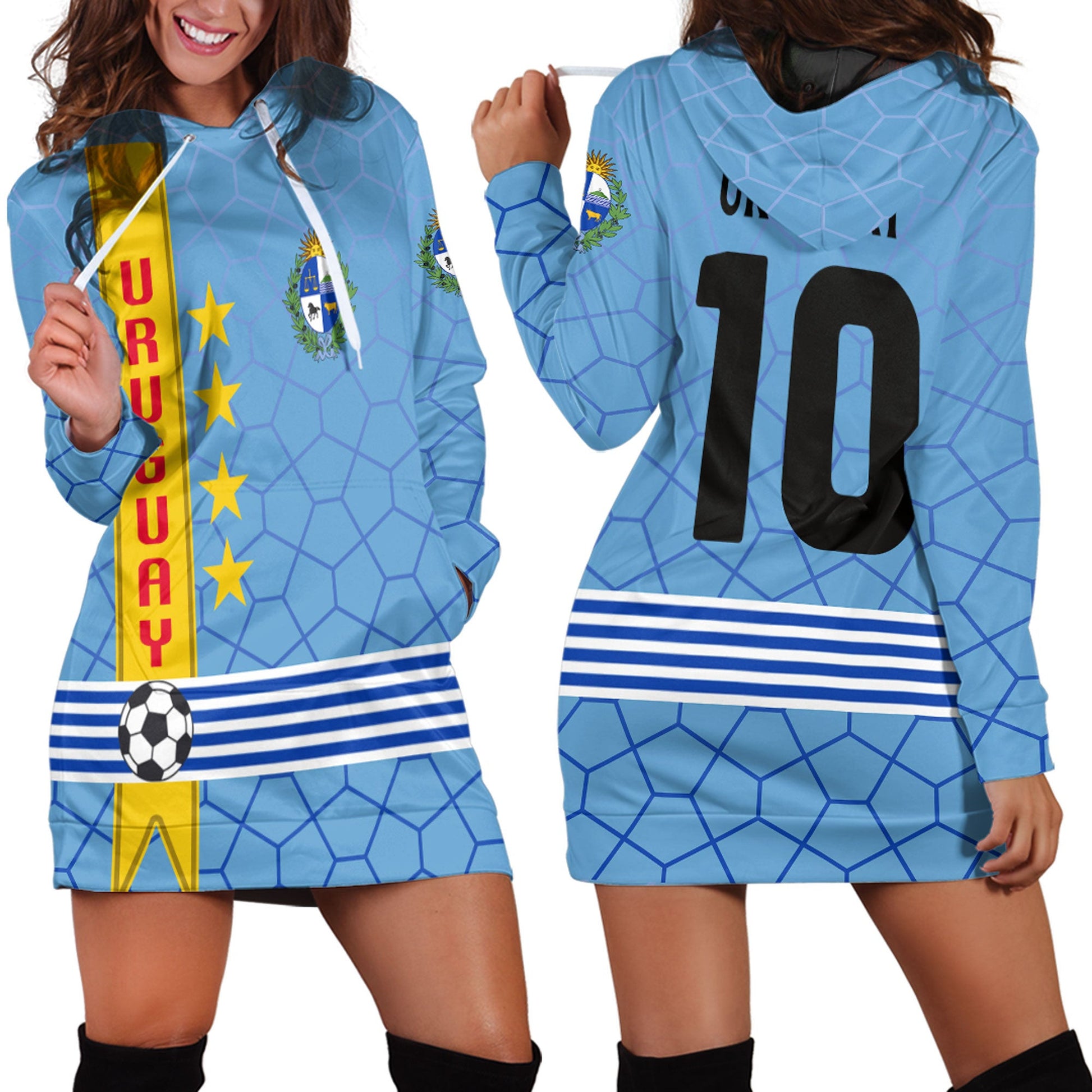 Clothing Uruguay Special Soccer Jersey Style Hoodie Dress
