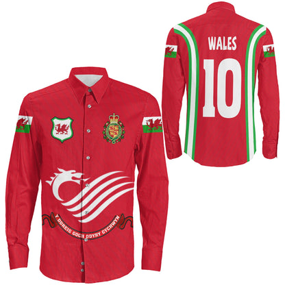 Clothing Wales Special Soccer Jersey Style Long Sleeve Button Shirt