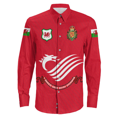 Clothing Wales Special Soccer Jersey Style Long Sleeve Button Shirt