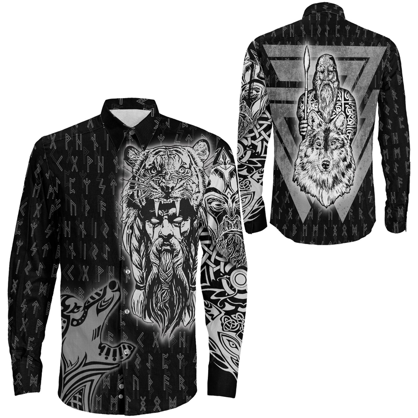 Clothing Odin And Wolf Viking Long Sleeve Button Shirt