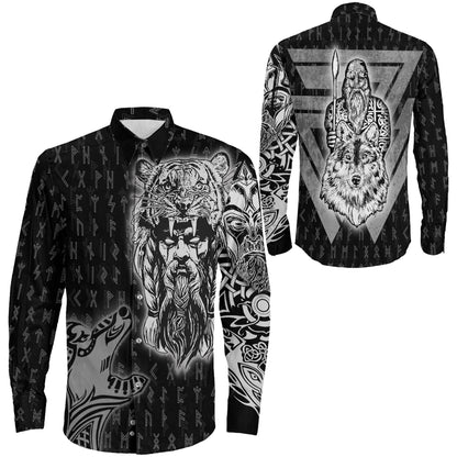 Clothing Odin And Wolf Viking Long Sleeve Button Shirt