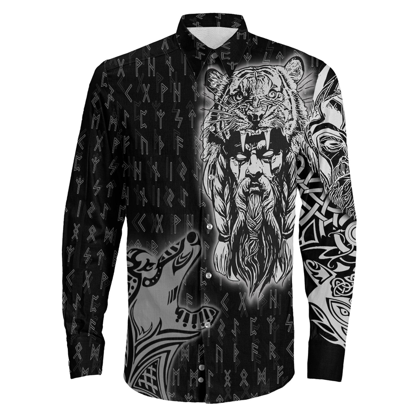 Clothing Odin And Wolf Viking Long Sleeve Button Shirt