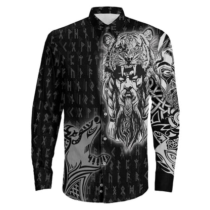 Clothing Odin And Wolf Viking Long Sleeve Button Shirt