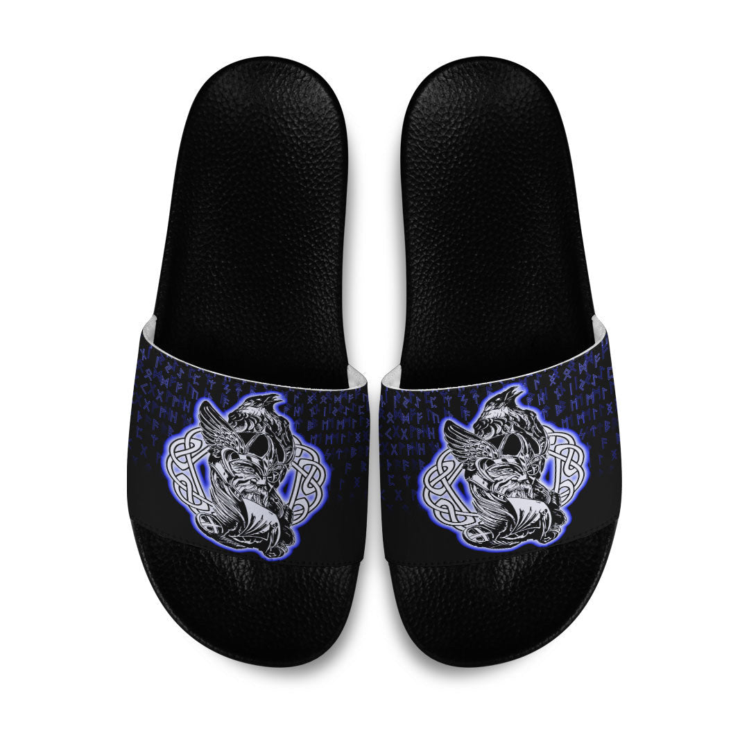 Slide Sandals Odin Raven Blue Viking Slide Sandals