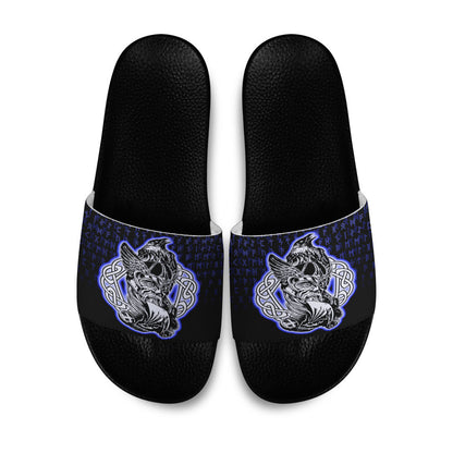 Slide Sandals Odin Raven Blue Viking Slide Sandals