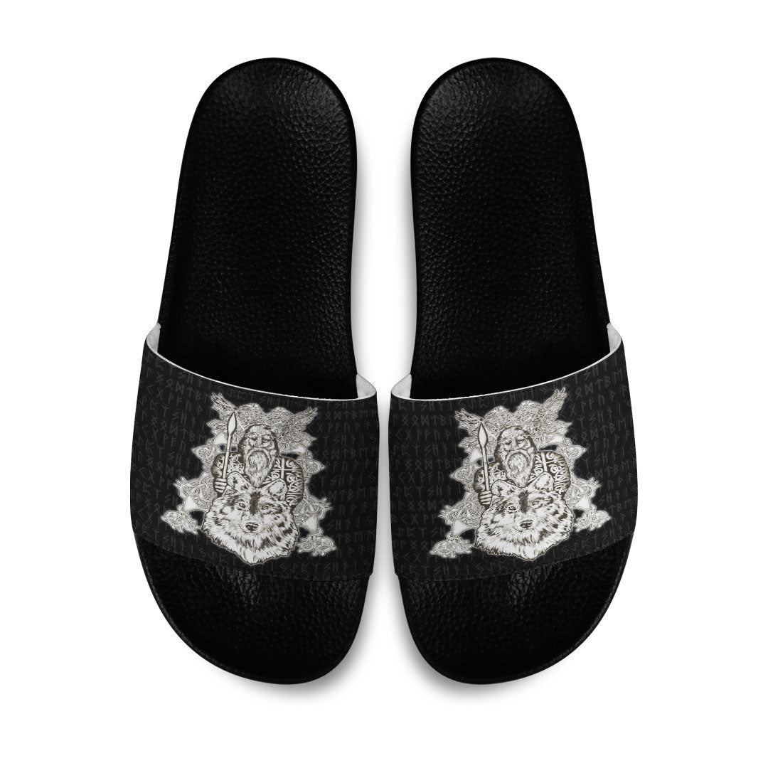 Slide Sandals Odin Wolf Viking Slide Sandals