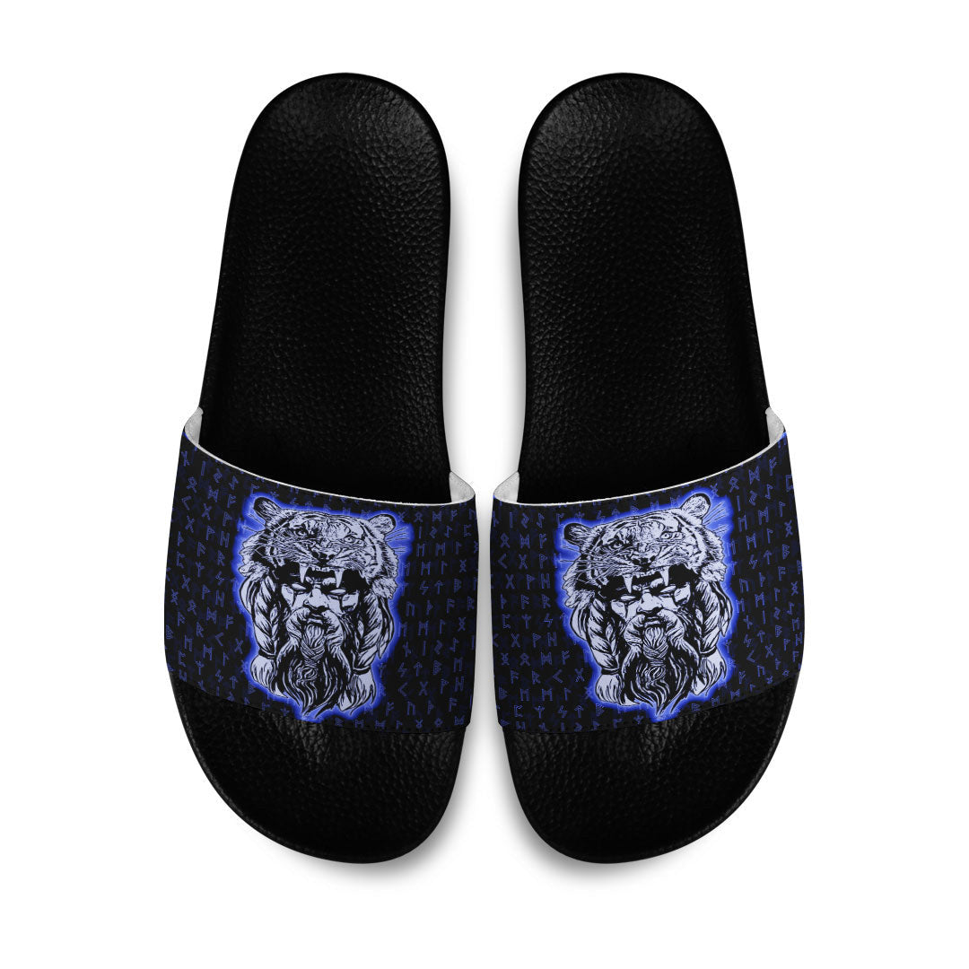 Slide Sandals Wolf Odin Viking Blue Slide Sandals
