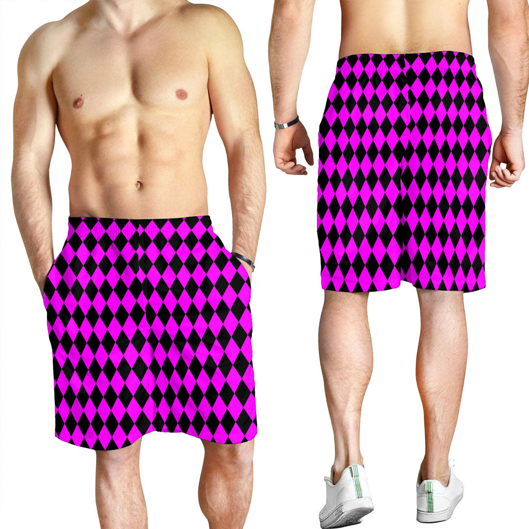 Clothing Argyle Black and Pink Men Short