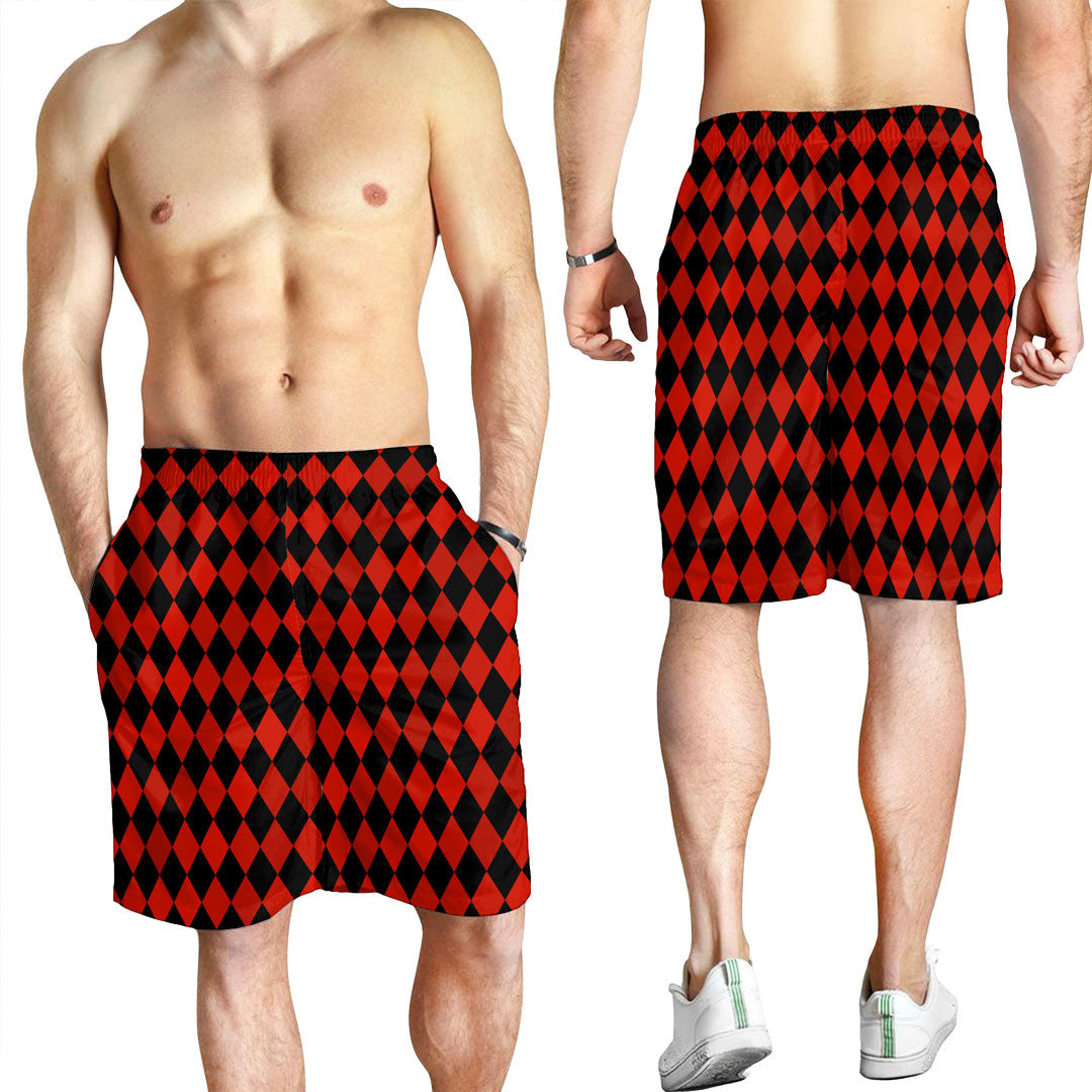 Clothing Argyle Black and Red Men Short