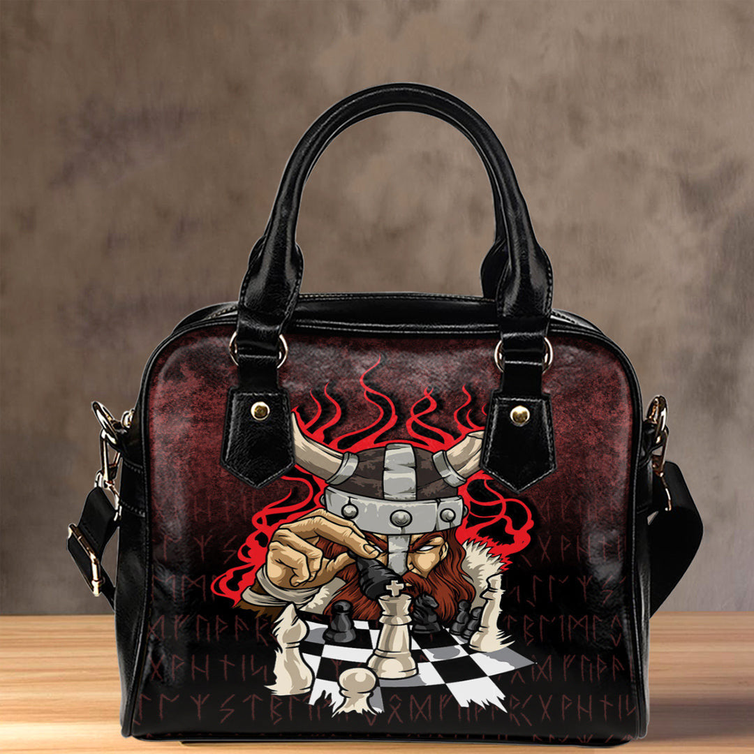 Shoulder Handbag Brave Viking With Chessboard Chess Shoulder Handbag