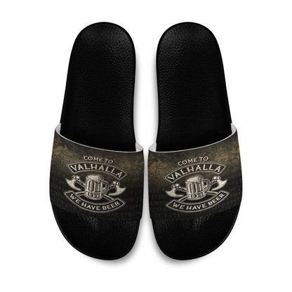 Slide Sandals Come To Valhalla We Have Beer Funny Nordic Viking Norse Gift Slide Sandals