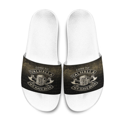Slide Sandals Come To Valhalla We Have Beer Funny Nordic Viking Norse Gift Slide Sandals
