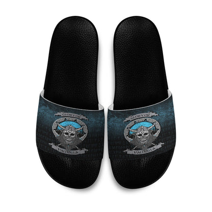 Slide Sandals Glory or Valhalla Viking Skull Slide Sandals