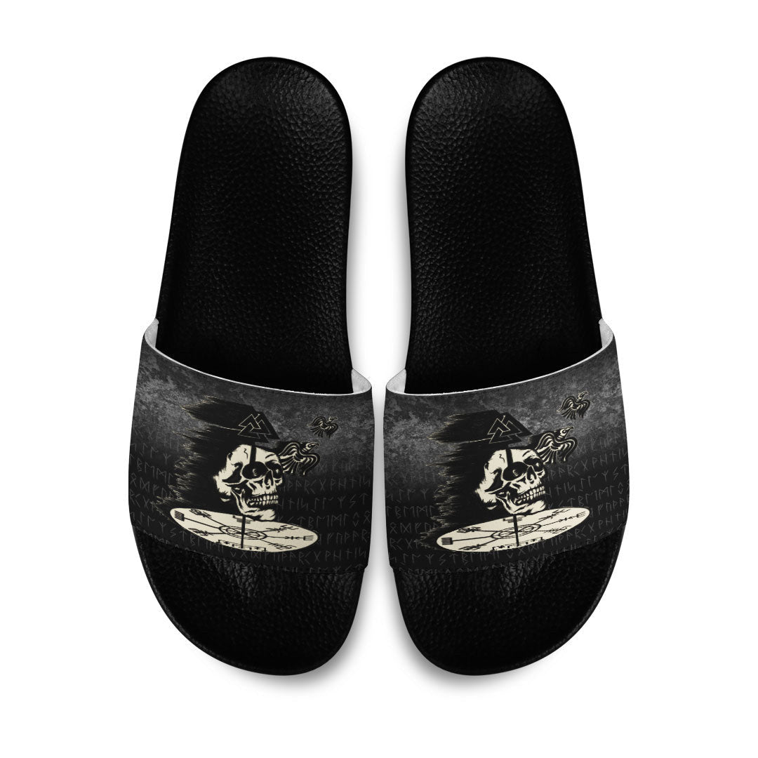 Slide Sandals Valhalla Skull Ravens Slide Sandals