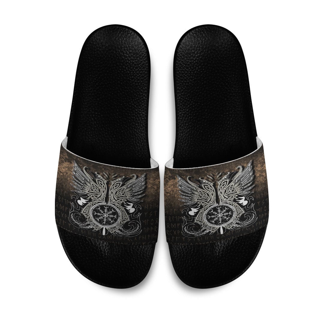 Slide Sandals Huginn & Muninn, Odin's Ravens Slide Sandals