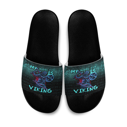 Slide Sandals Blood Type Viking Axe Warrior Valhalla Slide Sandals