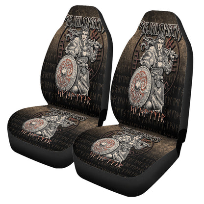 Car Seat Covers Skjaldmaer Shieldmaiden Norse Younger Futhark Runes Female Viking Warrior Vegvisir Car Seat Covers