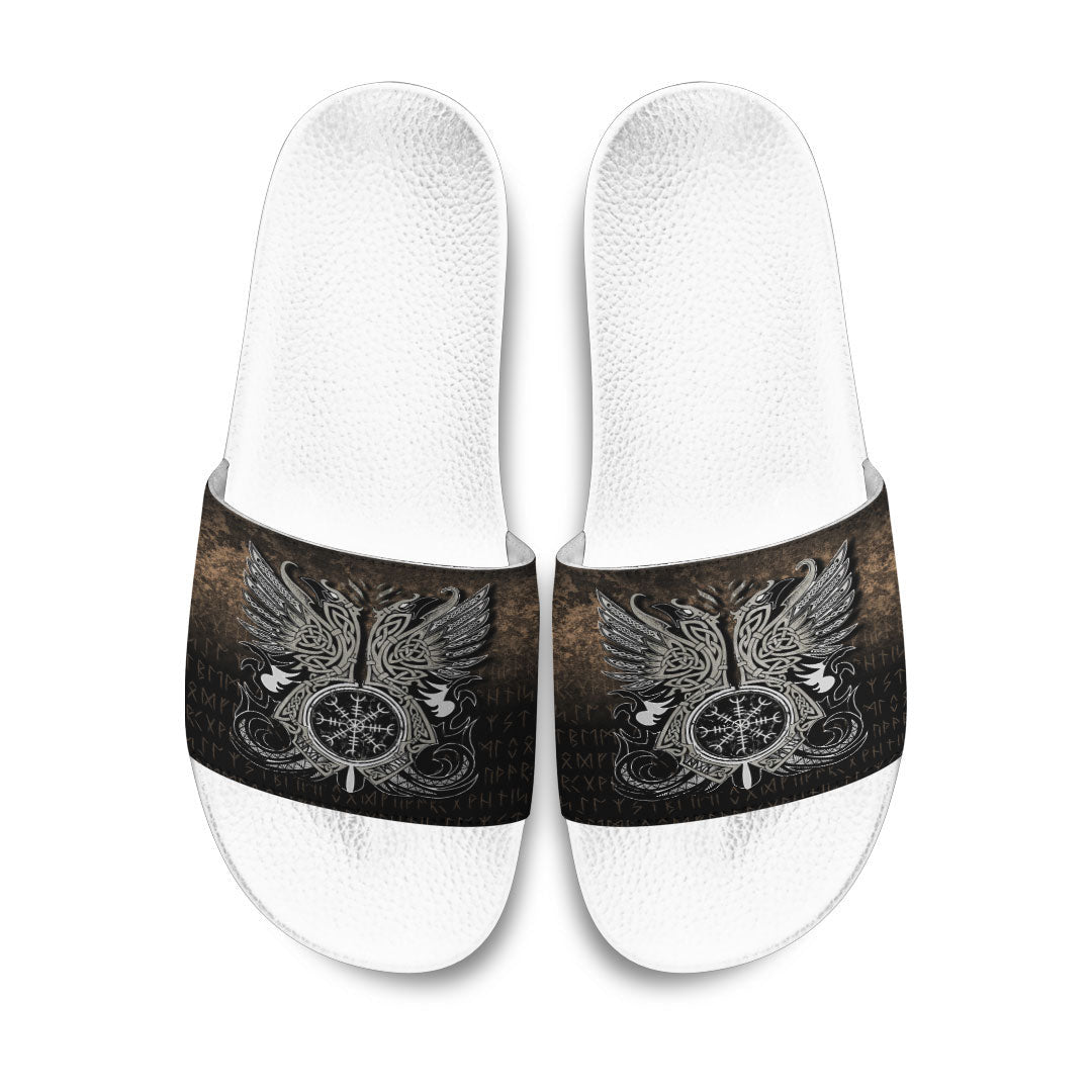 Slide Sandals Huginn & Muninn, Odin's Ravens Slide Sandals
