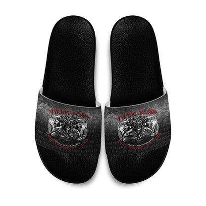 Slide Sandals Odin Geri And Freki Wolfs Viking Blood Runs Through My Veins Slide Sandals