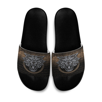 Slide Sandals Norse Pagan Viking Wolf Slide Sandals