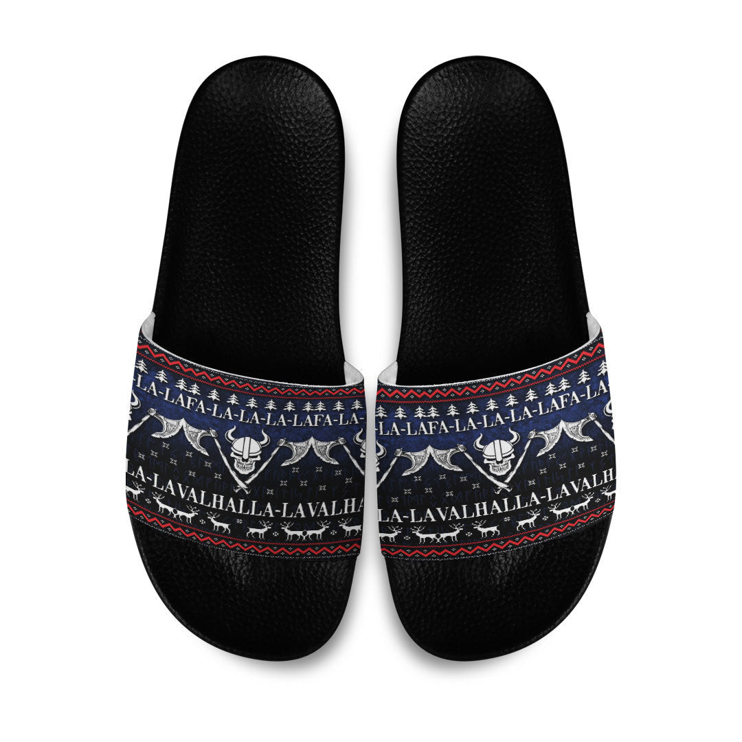 Slide Sandals Ugly Christmas Viking Fa La La La La Valhalla La Slide Sandals