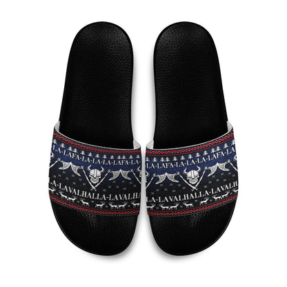Slide Sandals Ugly Christmas Viking Fa La La La La Valhalla La Slide Sandals