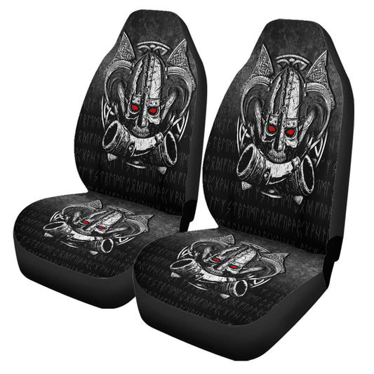 Car Seat Covers Nordic Mythology Skull Mead Horn Warrior Runes Viking Car Seat Covers